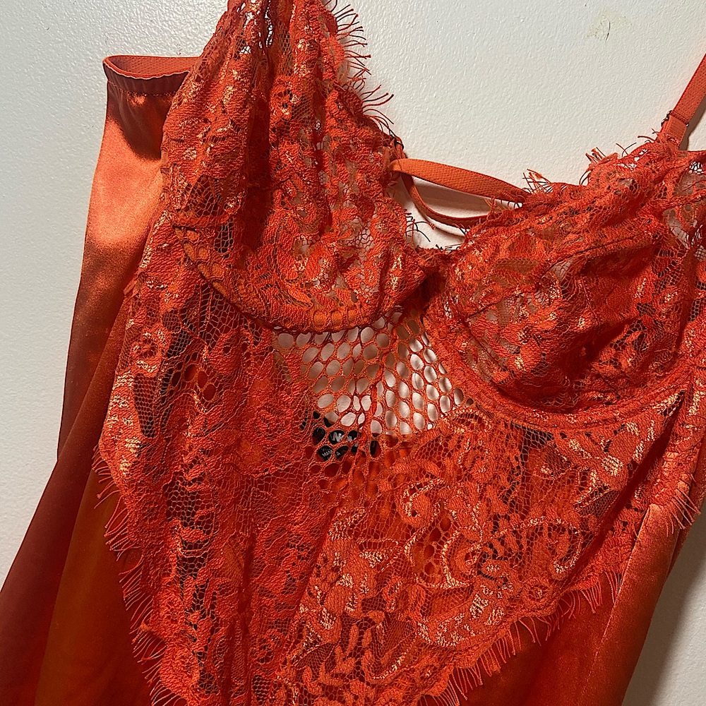 Orange fashion nova silk romper